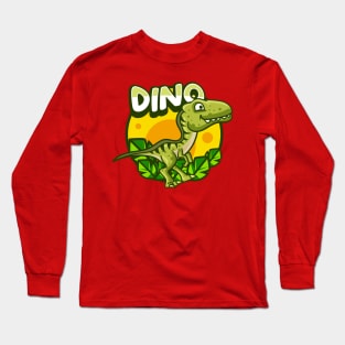 Cute Green Dino Long Sleeve T-Shirt